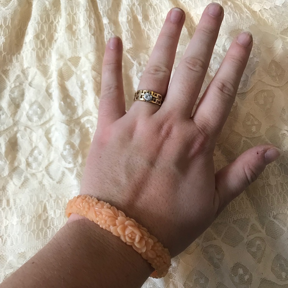 Peach Floral Bracelet Cuff